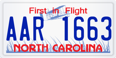 NC license plate AAR1663