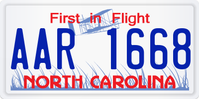 NC license plate AAR1668