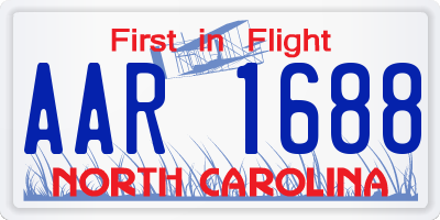 NC license plate AAR1688