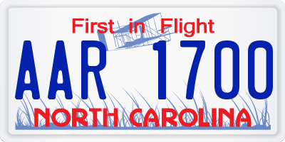 NC license plate AAR1700