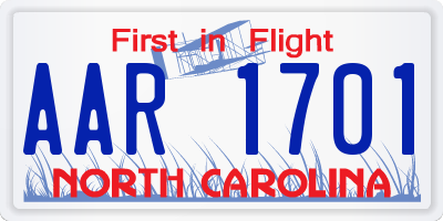 NC license plate AAR1701