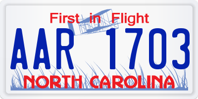 NC license plate AAR1703