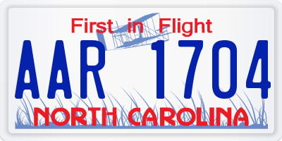 NC license plate AAR1704