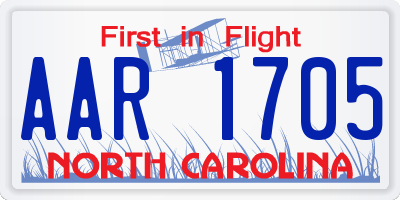 NC license plate AAR1705