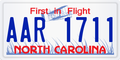 NC license plate AAR1711