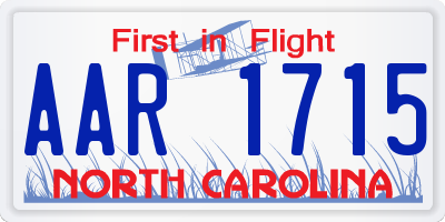 NC license plate AAR1715