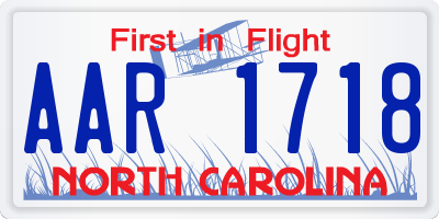 NC license plate AAR1718