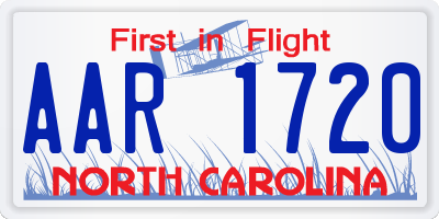 NC license plate AAR1720