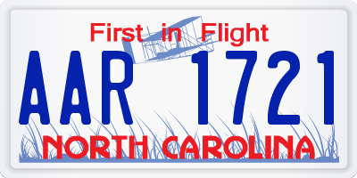 NC license plate AAR1721