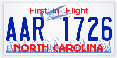 NC license plate AAR1726
