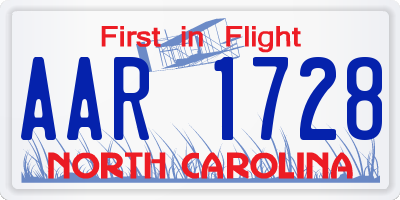 NC license plate AAR1728