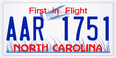 NC license plate AAR1751