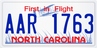 NC license plate AAR1763