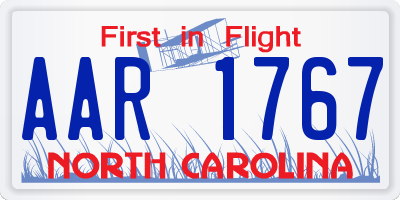 NC license plate AAR1767