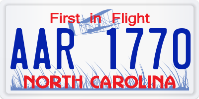 NC license plate AAR1770