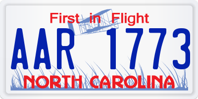 NC license plate AAR1773