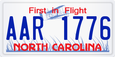 NC license plate AAR1776