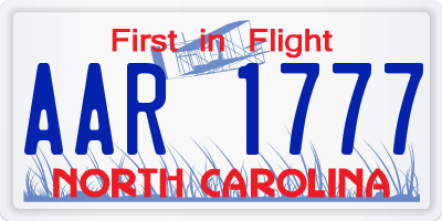 NC license plate AAR1777