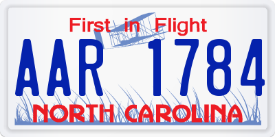 NC license plate AAR1784