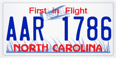 NC license plate AAR1786