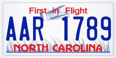 NC license plate AAR1789