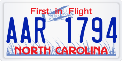 NC license plate AAR1794