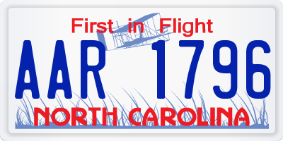 NC license plate AAR1796