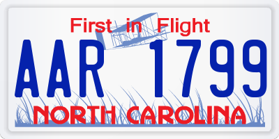 NC license plate AAR1799