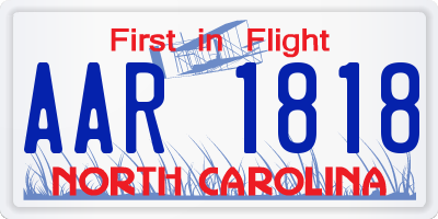 NC license plate AAR1818