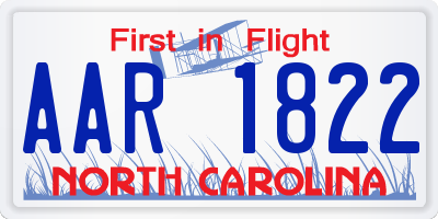 NC license plate AAR1822