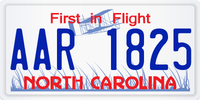 NC license plate AAR1825