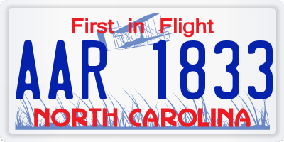 NC license plate AAR1833