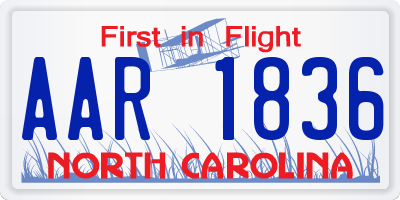 NC license plate AAR1836