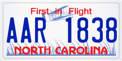 NC license plate AAR1838