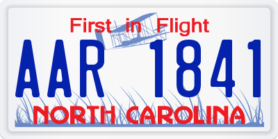 NC license plate AAR1841