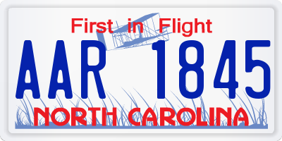 NC license plate AAR1845