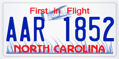 NC license plate AAR1852