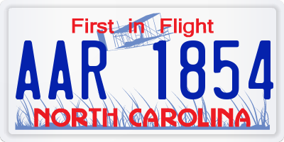 NC license plate AAR1854