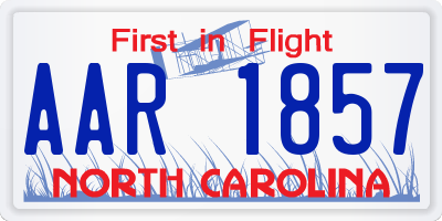 NC license plate AAR1857