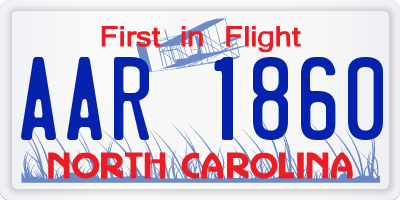 NC license plate AAR1860