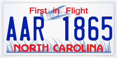 NC license plate AAR1865