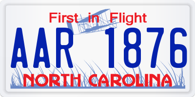 NC license plate AAR1876
