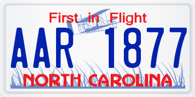 NC license plate AAR1877