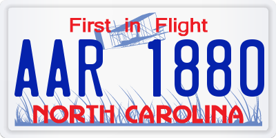 NC license plate AAR1880