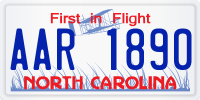 NC license plate AAR1890