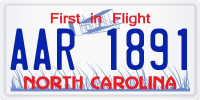 NC license plate AAR1891