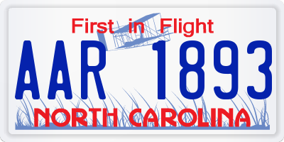 NC license plate AAR1893