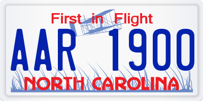 NC license plate AAR1900