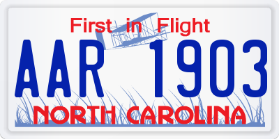 NC license plate AAR1903