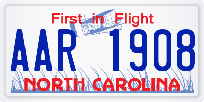 NC license plate AAR1908